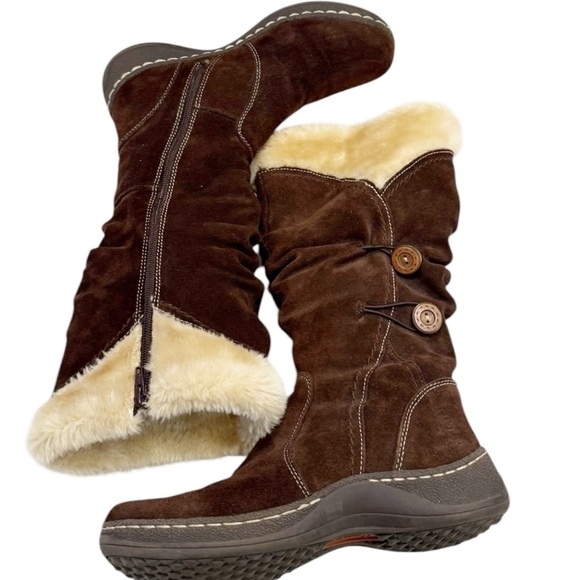 BareTraps Women's Esha Leather Suede Dark Brown w/Faux Fur 90s Retro Size 7.5 - Picture 5 of 9